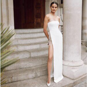 Galia Lahav - Carmen Ivory Deep Slit Dress